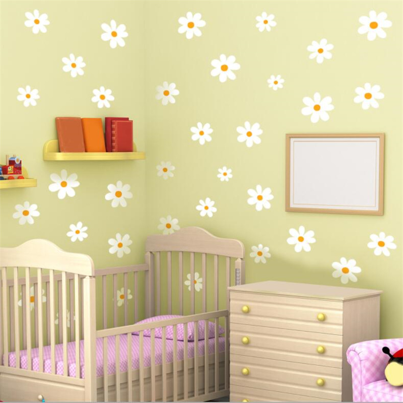 Baby Nursery Vinyl Wall Stickers - Floral Daisy Flower Wall Stickers 30x60