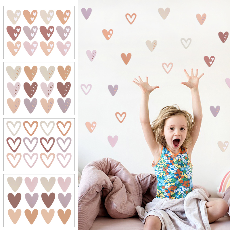 Baby Nursery Vinyl Wall Stickers - 2pcs Lovely Hearts Ins Wall Sticker