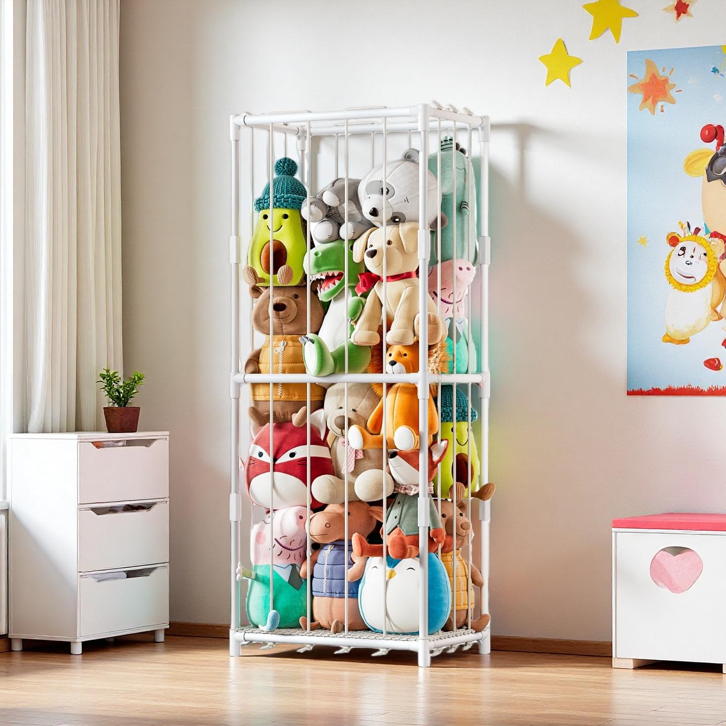 Baby Nursery Themes - Vertical Stuffed Animal Storage Organizer Zoo