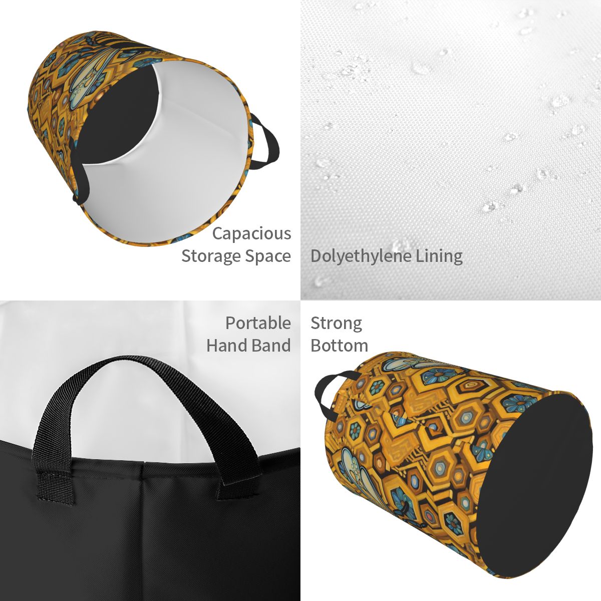 Bee And Honeycomb Print Laundr - Baby Nursery Laundry Hamper recension och pris