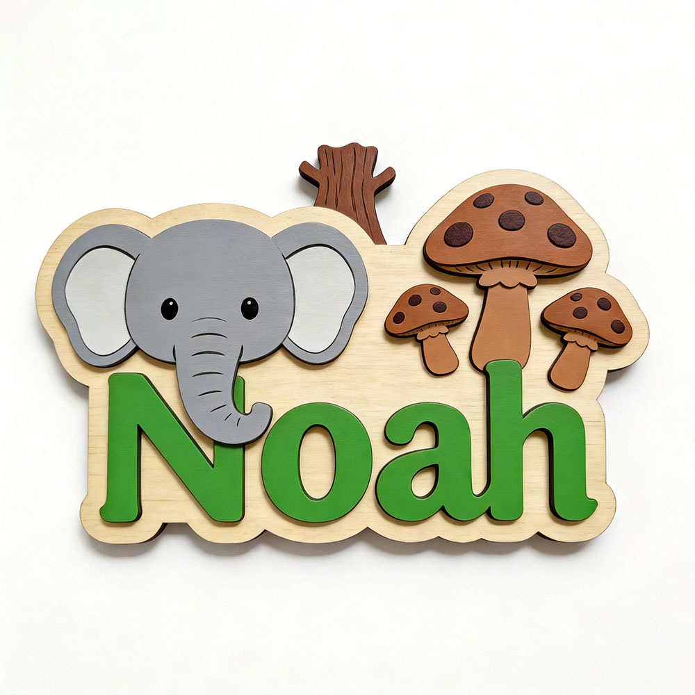 Customizable Cartoon Elephant  - Baby Nursery Themes Boy recension och pris