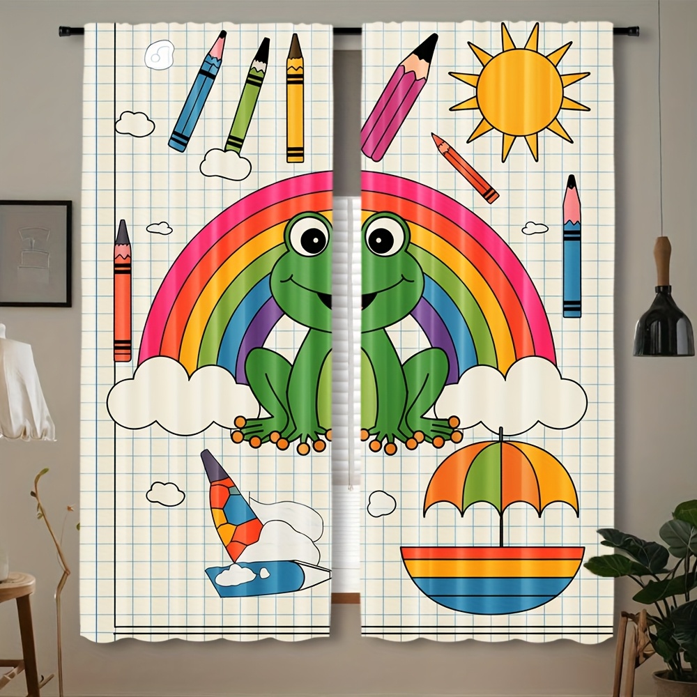 Cute Rainbow Frog Curtain Wind - Baby Nursery Themes Boy recension och pris