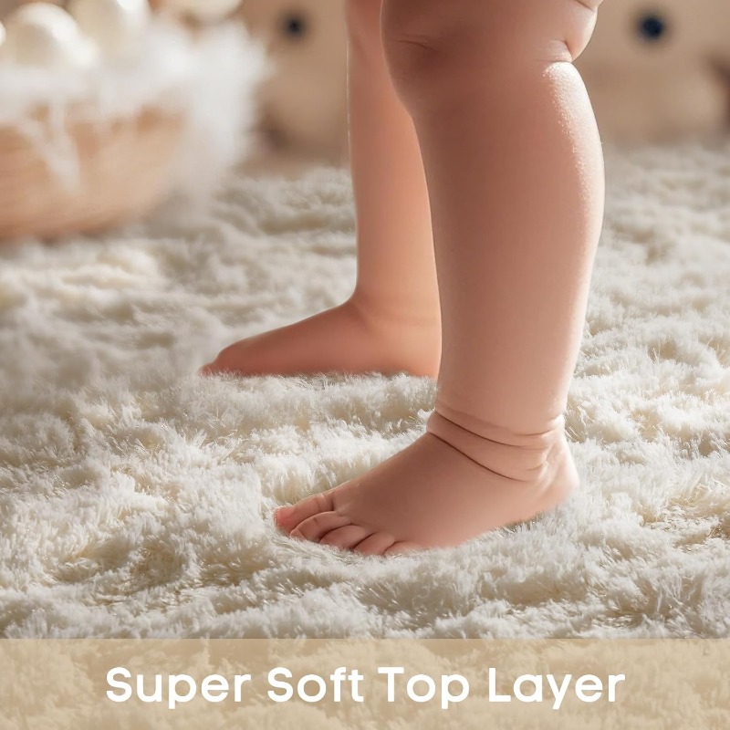 Round Cream White Rug Soft Flu - Baby Nursery Mat recension och pris