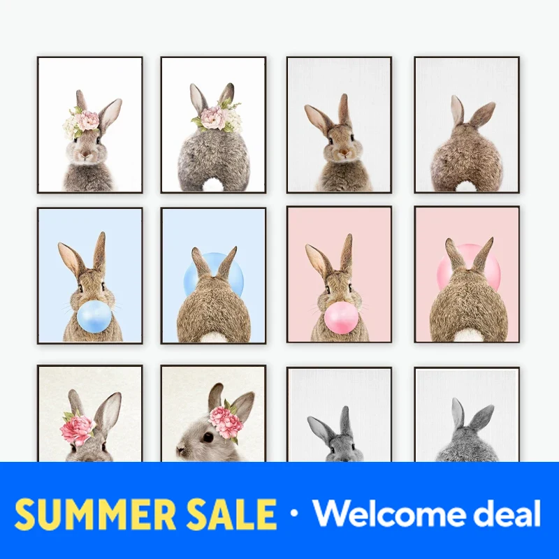 2026 Rabbit Bubble Gum Art Pos - Baby Nursery Posters recension och pris