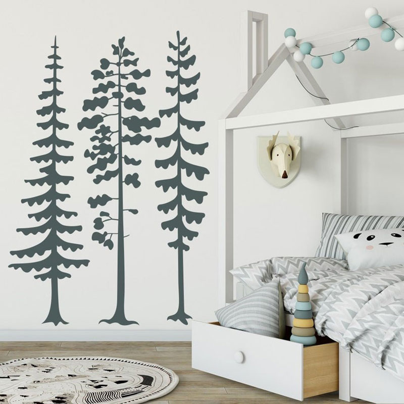 Minimalist Forest Pine Tree Wa - Baby Nursery Vinyl Wall Stickers recension och pris