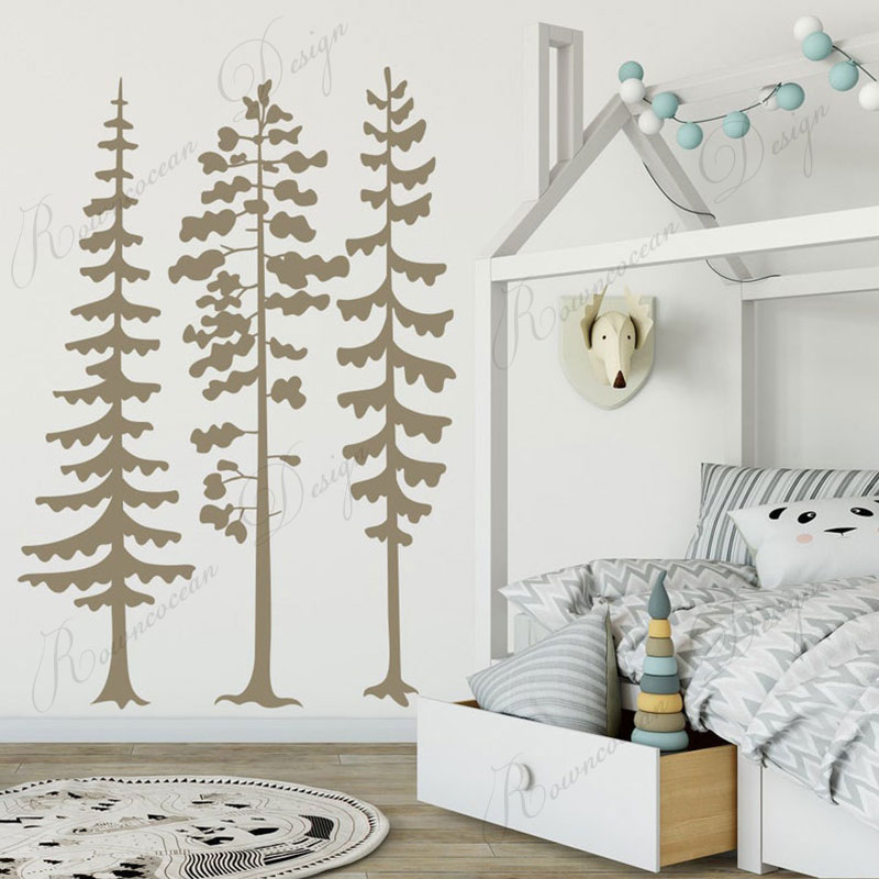 Minimalist Forest Pine Tree Wa - Baby Nursery Vinyl Wall Stickers recension och pris