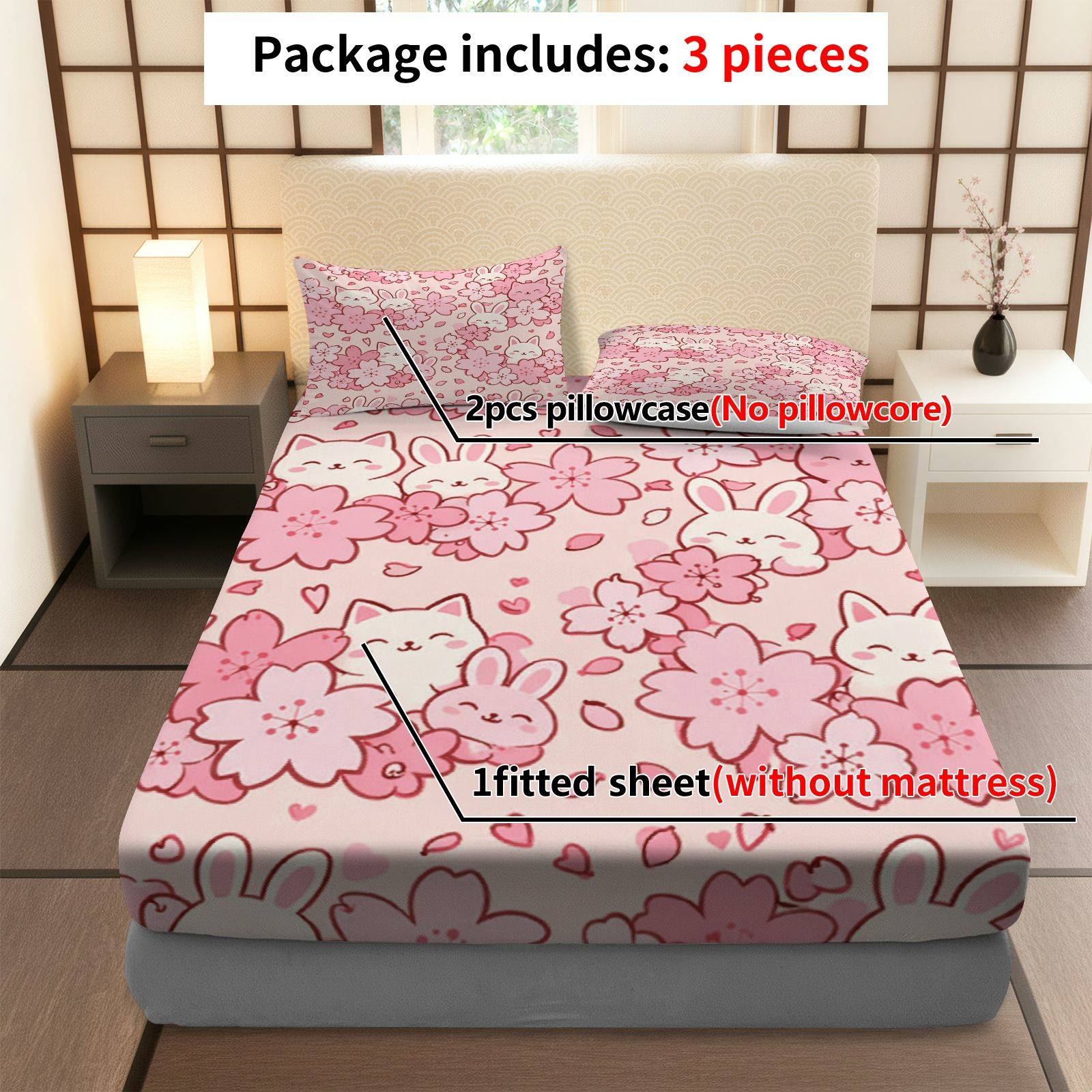Sakura Rabbit Cat Bedding Set, - Baby Nursery Home recension och pris