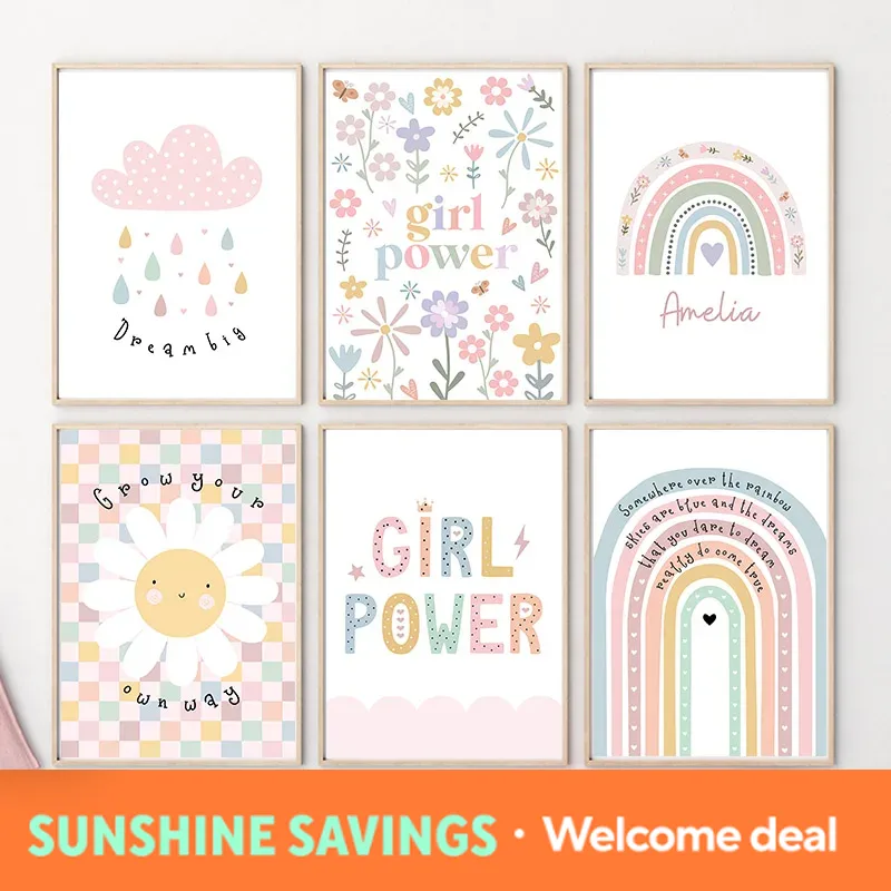 Sun Flower Rainbow Cloud Heart - Baby Nursery Posters recension och pris