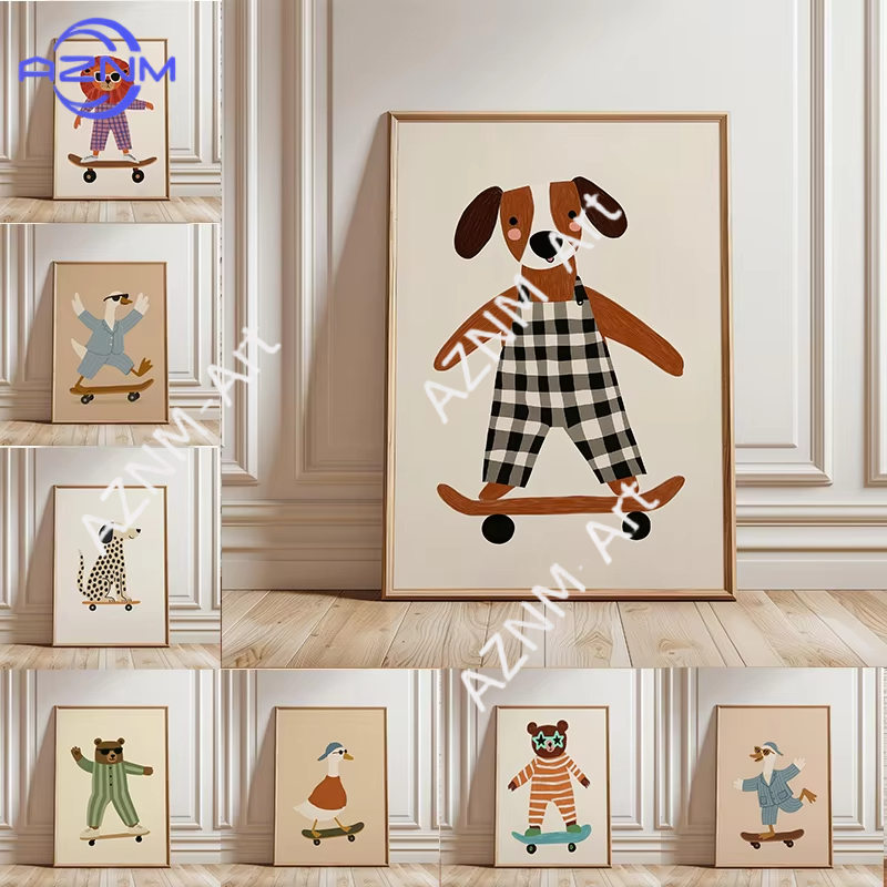 1PC Funny Animal Skateboarding - Baby Nursery Home recension och pris