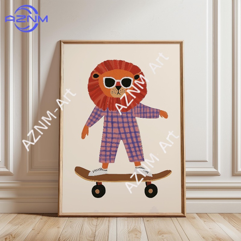 1PC Funny Animal Skateboarding - Baby Nursery Home recension och pris
