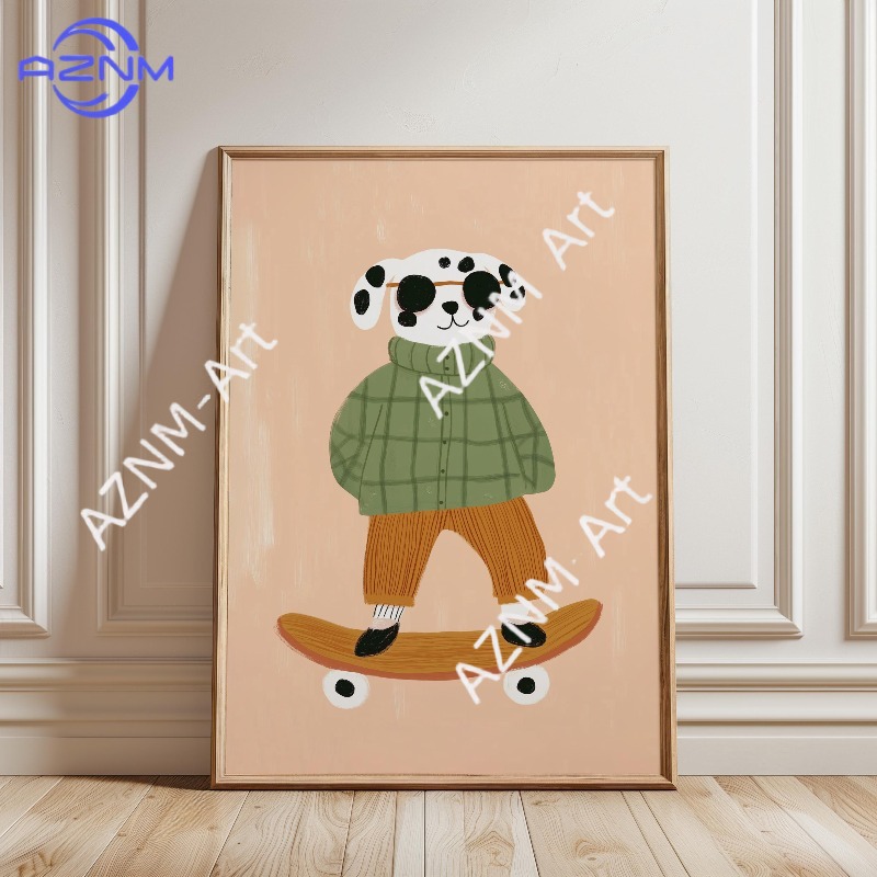 1PC Funny Animal Skateboarding - Baby Nursery Home recension och pris