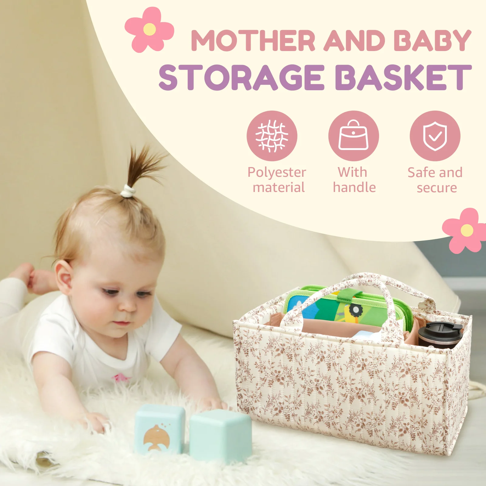 Floral Diaper Caddy Organizer  - Baby Nursery Organiser recension och pris