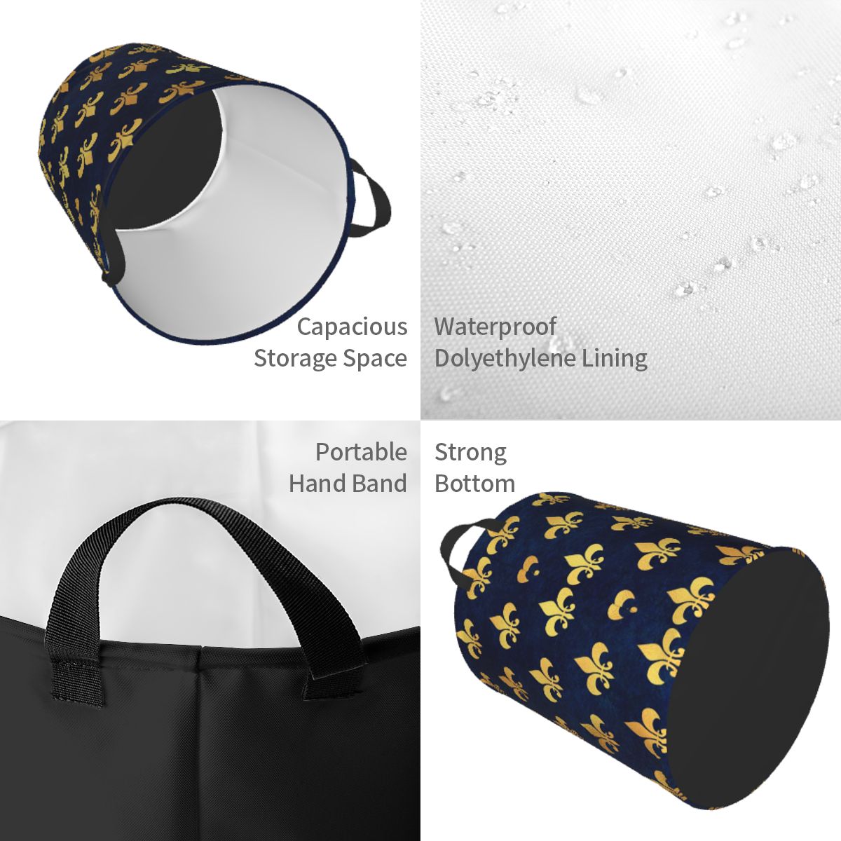 Royal Gold Blue Grunge Fleur D - Baby Nursery Laundry Hamper recension och pris