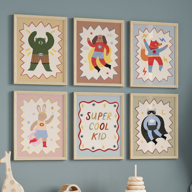 Funny Cartoon Super Cool Kid N - Baby Nursery Posters recension och pris