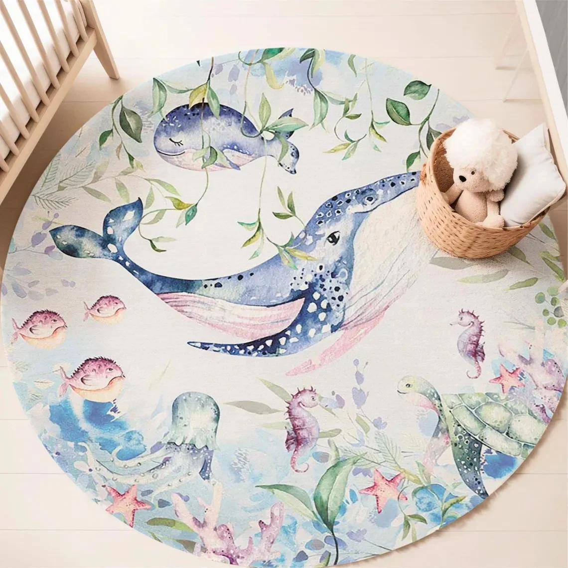 Blue Marine animal Round Carpe - Baby Nursery Mat recension och pris